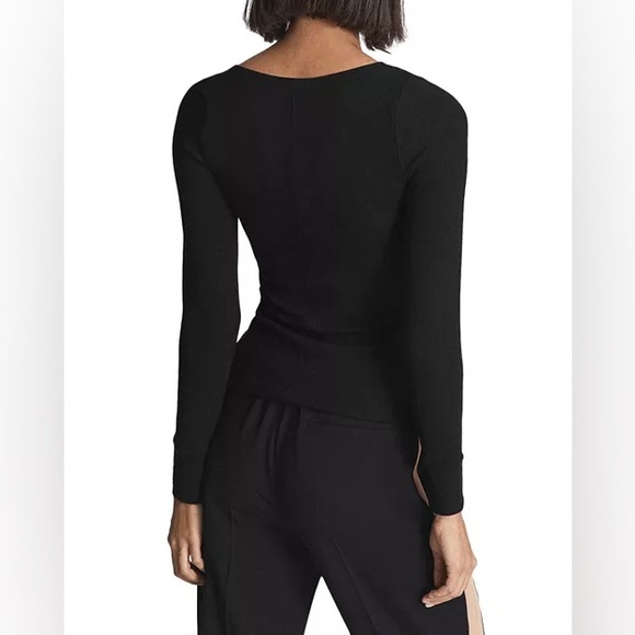 Reiss Asymmetric Neck Jersey Top Black Size‎ Large - Picture 4 of 9